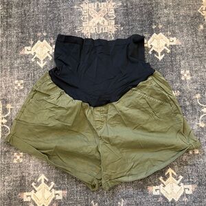 a:glow Black and Olive Women Shorts